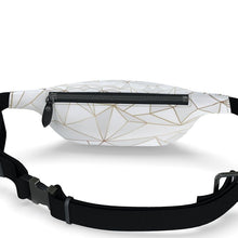 Load image into Gallery viewer, Abstract White Polygon with Gold Line Fanny Pack by The Photo Access