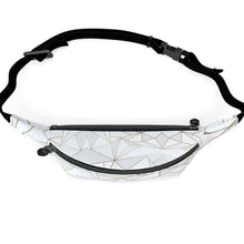 Load image into Gallery viewer, Abstract White Polygon with Gold Line Fanny Pack by The Photo Access
