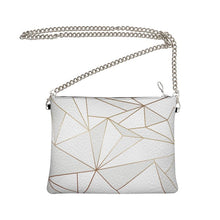 Load image into Gallery viewer, Abstract White Polygon with Gold Line Crossbody Bag With Chain by The Photo Access