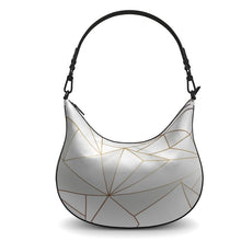 将图片加载到图库查看器,Abstract White Polygon with Gold Line Curve Hobo Bag by The Photo Access