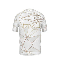 Load image into Gallery viewer, Abstract White Polygon with Gold Line Mens Cut and Sew T-Shirt by The Photo Access