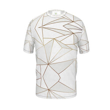 Load image into Gallery viewer, Abstract White Polygon with Gold Line Mens Cut and Sew T-Shirt by The Photo Access
