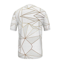 Load image into Gallery viewer, Abstract White Polygon with Gold Line Mens Cut and Sew T-Shirt by The Photo Access