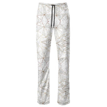 Load image into Gallery viewer, Abstract White Polygon with Gold Line Womens Trousers by The Photo Access