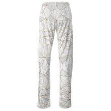 Load image into Gallery viewer, Abstract White Polygon with Gold Line Womens Trousers by The Photo Access
