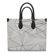 Load image into Gallery viewer, Abstract White Polygon with Gold Line Leather Shopper Bag by The Photo Access