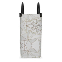 Load image into Gallery viewer, Abstract White Polygon with Gold Line Leather Shopper Bag by The Photo Access