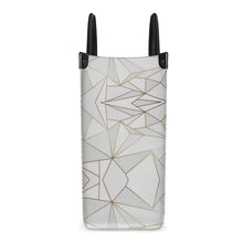 Load image into Gallery viewer, Abstract White Polygon with Gold Line Leather Shopper Bag by The Photo Access