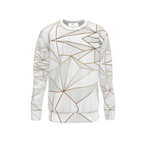 Load image into Gallery viewer, Abstract White Polygon with Gold Line Sweatshirt by The Photo Access