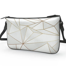 Load image into Gallery viewer, Abstract White Polygon with Gold Line Pochette Double Zip Bag by The Photo Access