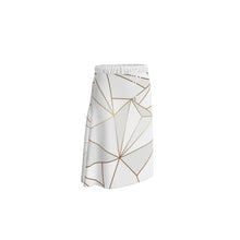 Load image into Gallery viewer, Abstract White Polygon with Gold Line Skirt by The Photo Access
