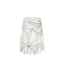 Load image into Gallery viewer, Abstract White Polygon with Gold Line Skirt by The Photo Access