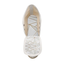 Cargar imagen en el visor de la galería, Abstract White Polygon with Gold Line Ladies Wedge Espadrilles by The Photo Access