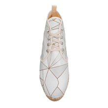 Load image into Gallery viewer, Abstract White Polygon with Gold Line Hi Top Espadrilles by The Photo Access