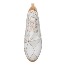 Load image into Gallery viewer, Abstract White Polygon with Gold Line Hi Top Espadrilles by The Photo Access