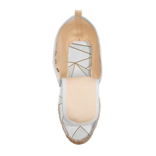 Load image into Gallery viewer, Abstract White Polygon with Gold Line Hi Top Espadrilles by The Photo Access
