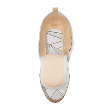 Load image into Gallery viewer, Abstract White Polygon with Gold Line Hi Top Espadrilles by The Photo Access