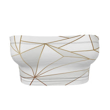 Load image into Gallery viewer, Abstract White Polygon with Gold Line Bandeau Top by The Photo Access