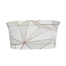 Load image into Gallery viewer, Abstract White Polygon with Gold Line Bandeau Top by The Photo Access