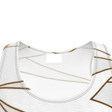Load image into Gallery viewer, Abstract White Polygon with Gold Line Skater Dress by The Photo Access