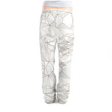 Cargar imagen en el visor de la galería, Abstract White Polygon with Gold Line Ladies Pajama Bottoms by The Photo Access