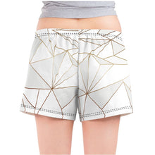 Load image into Gallery viewer, Abstract White Polygon with Gold Line Ladies Pajama Shorts by The Photo Access