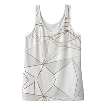 Загрузить изображение в средство просмотра галереи, Abstract White Polygon with Gold Line Ladies Tank Top by The Photo Access
