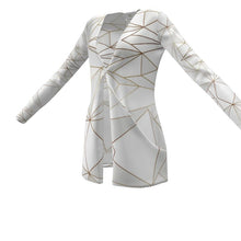 Загрузить изображение в средство просмотра галереи, Abstract White Polygon with Gold Line Ladies Cardigan With Pockets by The Photo Access