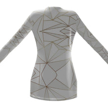 Загрузить изображение в средство просмотра галереи, Abstract White Polygon with Gold Line Ladies Cardigan With Pockets by The Photo Access