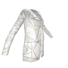 Загрузить изображение в средство просмотра галереи, Abstract White Polygon with Gold Line Ladies Cardigan With Pockets by The Photo Access