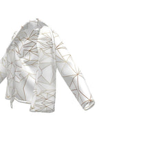 Load image into Gallery viewer, Abstract White Polygon with Gold Line Wrap Blazer by The Photo Access