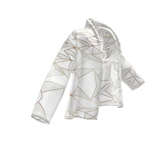 Load image into Gallery viewer, Abstract White Polygon with Gold Line Wrap Blazer by The Photo Access