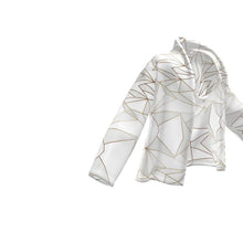 Load image into Gallery viewer, Abstract White Polygon with Gold Line Wrap Blazer by The Photo Access