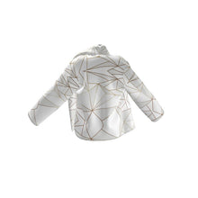 Load image into Gallery viewer, Abstract White Polygon with Gold Line Wrap Blazer by The Photo Access