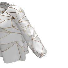 Cargar imagen en el visor de la galería, Abstract White Polygon with Gold Line Womens Blouse by The Photo Access