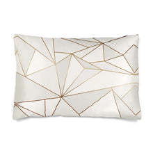 Cargar imagen en el visor de la galería, Abstract White Polygon with Gold Line Silk Pillow Case by The Photo Access