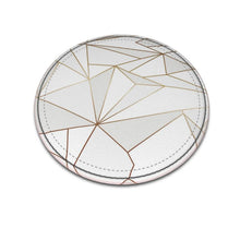 Cargar imagen en el visor de la galería, Abstract White Polygon with Gold Line Leather Coasters by The Photo Access