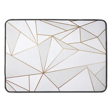 Cargar imagen en el visor de la galería, Abstract White Polygon with Gold Line Bath Mat by The Photo Access