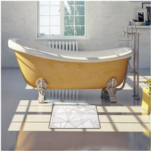 Cargar imagen en el visor de la galería, Abstract White Polygon with Gold Line Bath Mat by The Photo Access
