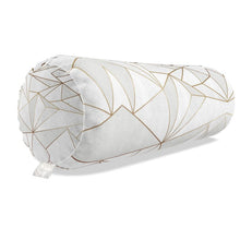 Lade das Bild in den Galerie-Viewer, Abstract White Polygon with Gold Line Big Bolster Cushion by The Photo Access