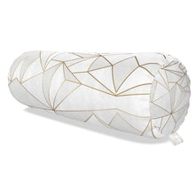 Lade das Bild in den Galerie-Viewer, Abstract White Polygon with Gold Line Big Bolster Cushion by The Photo Access