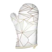 Загрузить изображение в средство просмотра галереи, Abstract White Polygon with Gold Line Oven Glove by The Photo Access