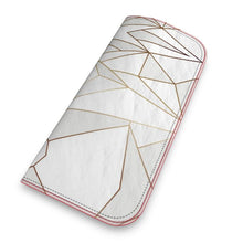 Загрузить изображение в средство просмотра галереи, Abstract White Polygon with Gold Line Leather Glasses Case by The Photo Access
