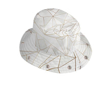 Load image into Gallery viewer, Abstract White Polygon with Gold Line Bucket Hat with Visor by The Photo Access