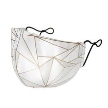 将图片加载到图库查看器,Abstract White Polygon with Gold Line Silk Face Masks by The Photo Access