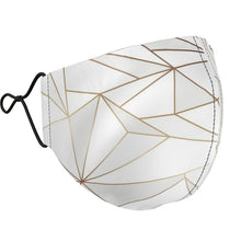将图片加载到图库查看器,Abstract White Polygon with Gold Line Silk Face Masks by The Photo Access