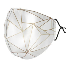 将图片加载到图库查看器,Abstract White Polygon with Gold Line Silk Face Masks by The Photo Access