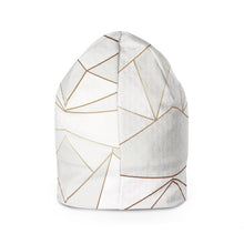 Load image into Gallery viewer, Abstract White Polygon with Gold Line Beanie by The Photo Access