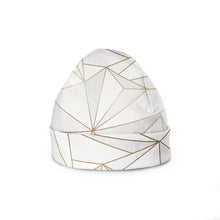 Load image into Gallery viewer, Abstract White Polygon with Gold Line Beanie by The Photo Access