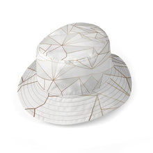 将图片加载到图库查看器,Abstract White Polygon with Gold Line Bucket Hat by The Photo Access